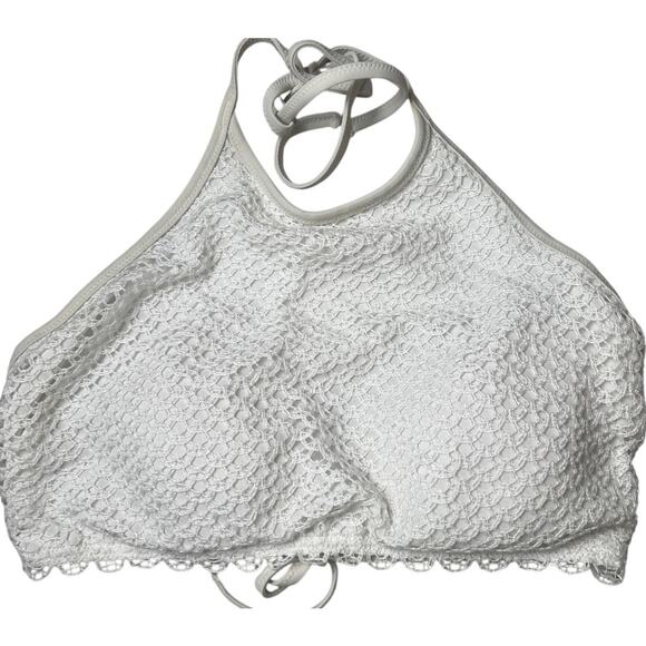 H&M Halterneck White Top Crochet Swim Size 12 - Picture 1 of 5